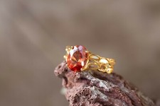 Mongolian Red Andesine 9k Gold Ring