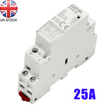 2 Pole 25 Amp Contactor Relay 1No 1NC Din Rail Mounted Module White Contacts