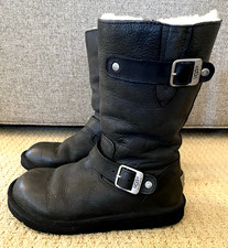 Genuine UGG Black Leather Mid