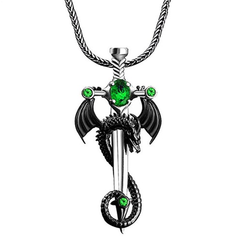 Gothic men dragon necklace - gothic,