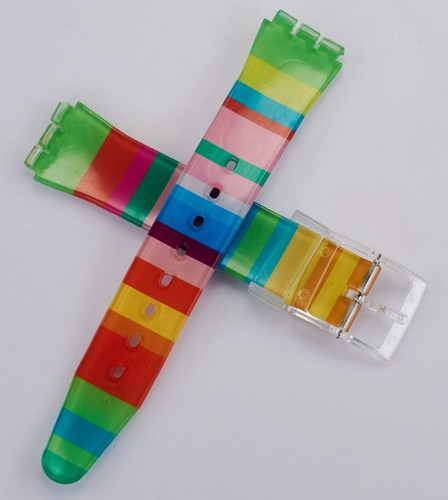 Rainbow plastic watch strap - watch,