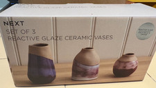 NEXT NEW SET OF 3 REACTIVE GLAZE CERAMIC VASES. SEE ITEM DESCRIPTION