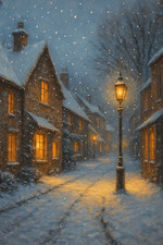 Snowy Village Street Winter