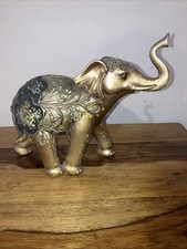 Golden Resin Glitter Elephant Ornament Very Good Condition