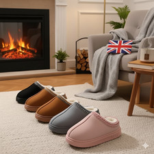 LADIES WOMENS WARM FAUX FUR SNUGG SLIP ON IN OUT DOOR SLIPPERS SHOES BOOTS SIZE