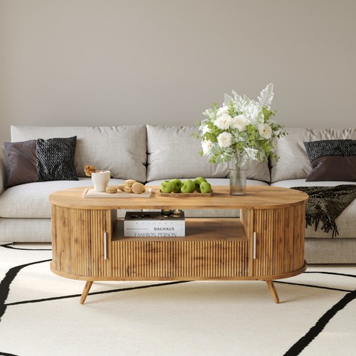 Oval coffee table with - coffee,