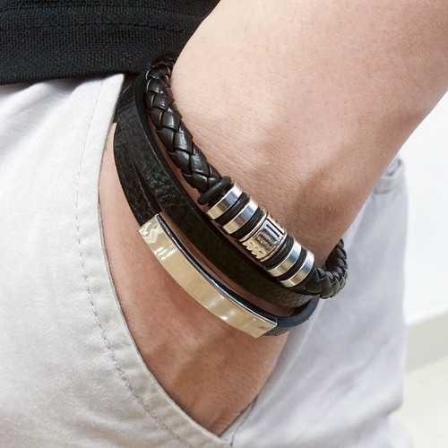 Men leather bracelet - men's,