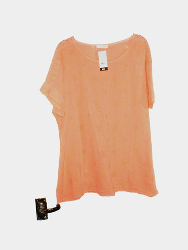 Ladies top italian - top, peach