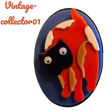 Modern Arcrylic Handmade BROOCH 3D Retro Old Fashioned Cat Novelty Moves Boxed 