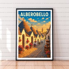 Alberobello Italy Unframed Illustration Print Poster Art Puglia Trulli Houses