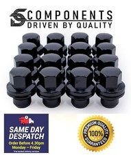 16 Black Wheel Nuts For Land Rover Range Rover Sport Solid One Piece