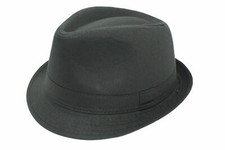 Plain Black Ladies Mens Trilby Hat Cotton 57cm Womens Fedora Boxed