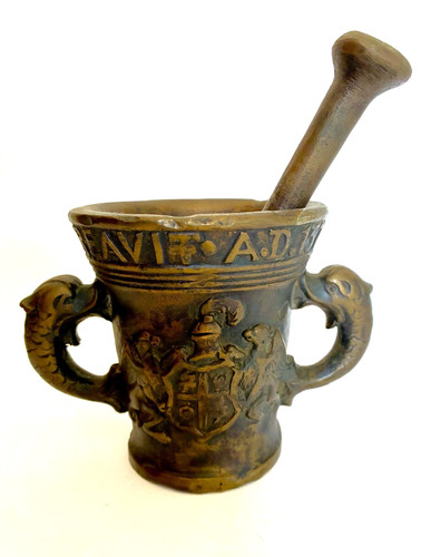 Antique bronze mortar - antique, with