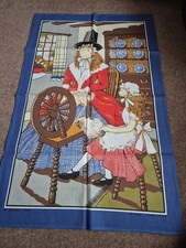 vintage cotton Tea towel of a woman,child in traditional Welsh costume  By Vista