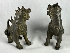 Pair FU-Dogs Asian Art Bronze