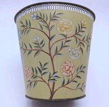 Marked but Fabulous Chinoiserie Toleware Bin  The Savoy Hotel Hand Painted SPB3