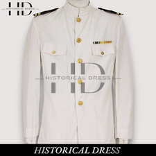 US Navy Officer Uniform Jacket White Cotton 1941–47 Military Repro Tunic