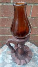 Unusual Vintage Candle Holder/lantern, handcarved Oak, Lovely Item