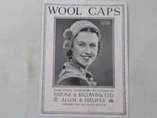 1930's Vintage Knitting Pattern Wool Caps  Patons Baldwins 344