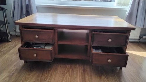 Solid oak coffee table - table, /