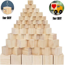 Natural Wooden Blocks Cubes Smooth Small Wood Craft Square DIY Handmade Toys