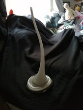 Mid Century GLASS White Grey Base Centre piece single Bud Vase 20" TALL Wedding 