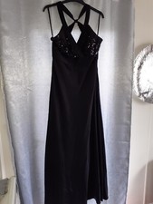 Debenhams Debut Ladies Size 14 stunning black long Dress open back evening wear 