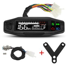 LCD Digital Motorcycle Speedometer Odemeter Tachometer Gear Indicator w/Bracket