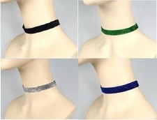 15mm Classic Vintage Retro Gothic Burlesque Plain Sparkling Choker Necklace