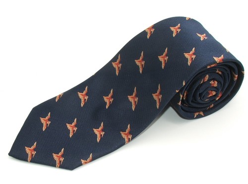 Woodcock navy blue tie - on,