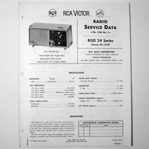 Rca models rgd24 n - rgd24, -y