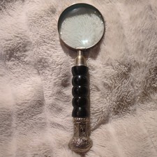 Vintage Magnifier Collectible Item Antique Steel and Darkwood Magnifying Glass