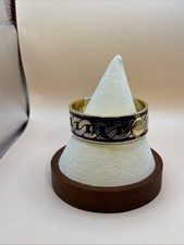 Halcyon Days Bangle HingedVintage Amethyst purple Enamel  Gold Chain Bangle