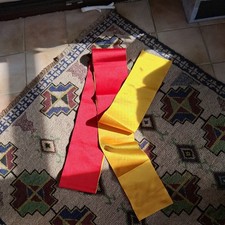 AUTHENTIC VINTAGE JAPANESE OBI KIMONO SASH BELT, GEISHA STYLE RED & GOLD 132"