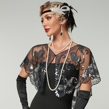 1920s Flapper Dress Great Gatsby Party Christmas Xmas Women Sequin Shawls Tops