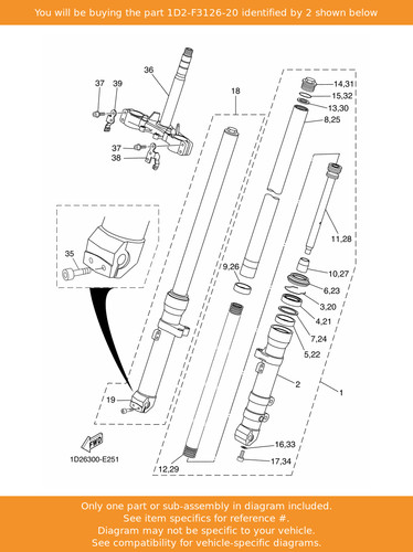 Yamaha tube outer - outer, (l.h)