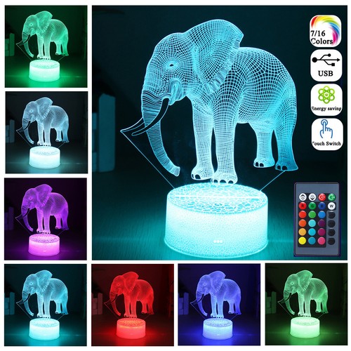 Elephant led night light - elephant, 3d