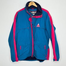White Stuff Vintage Ski Jacket Nylon L Men’s Blue Pink Fleece Lined Zip