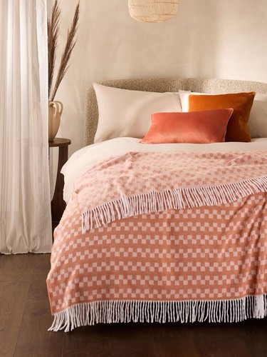 Orange woven geo throw next - woven,