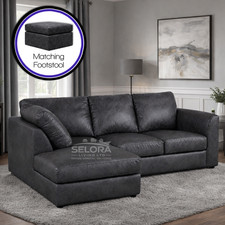 Black L Shape Corner Sofa Left