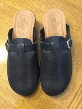 FLY FLOT Blue Leather Clogs UK