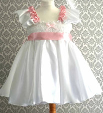 All sizes sissy white satin Dress Pink Satin belt cosplay cd unisex tv adult