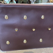 Mulberry Oxblood Cara Delevingne Leather Clutch/Pouch with gold studs 