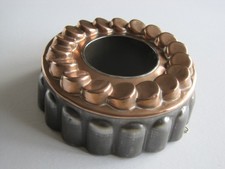 ANTIQUE VICTORIAN COPPER & TIN PENNY TOP JELLY MOULD -W/ TINNED INTERIOR  #311