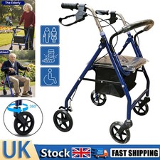 Lightweight Foldable Rollator Elderly Disabled Walking Aid Wheel Walker Seat Bag