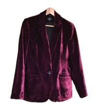 F&F Burgundy Velvet Single-Button Blazer Women's – UK•10 Partywear Occasion 