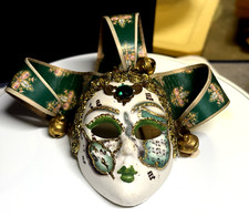Vintage Mask Porcelain Hand Made Italy LA MASCHERA DEL GALEONE certificate green