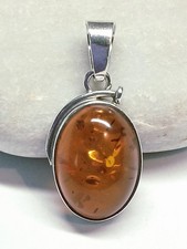 Sterling Silver 925 Oval Amber