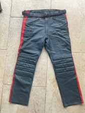Vintage Mens Scott Leathers Motorcycle Trousers 36W 29L Blue Red Lined Jeans
