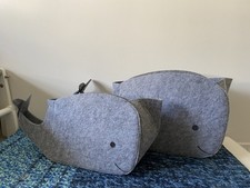 Whale Shaped Felt Storage Boxes Set Of 2. Nursery Decor
